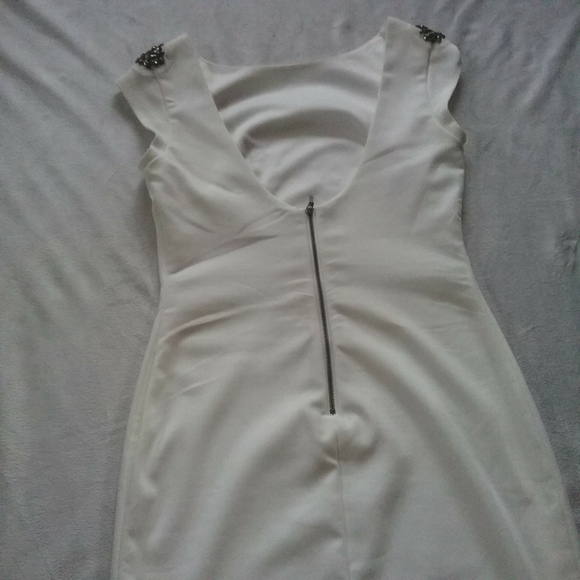 ZARA White Mini Dress With Rhinestone Like Detail - Picture 10 of 13